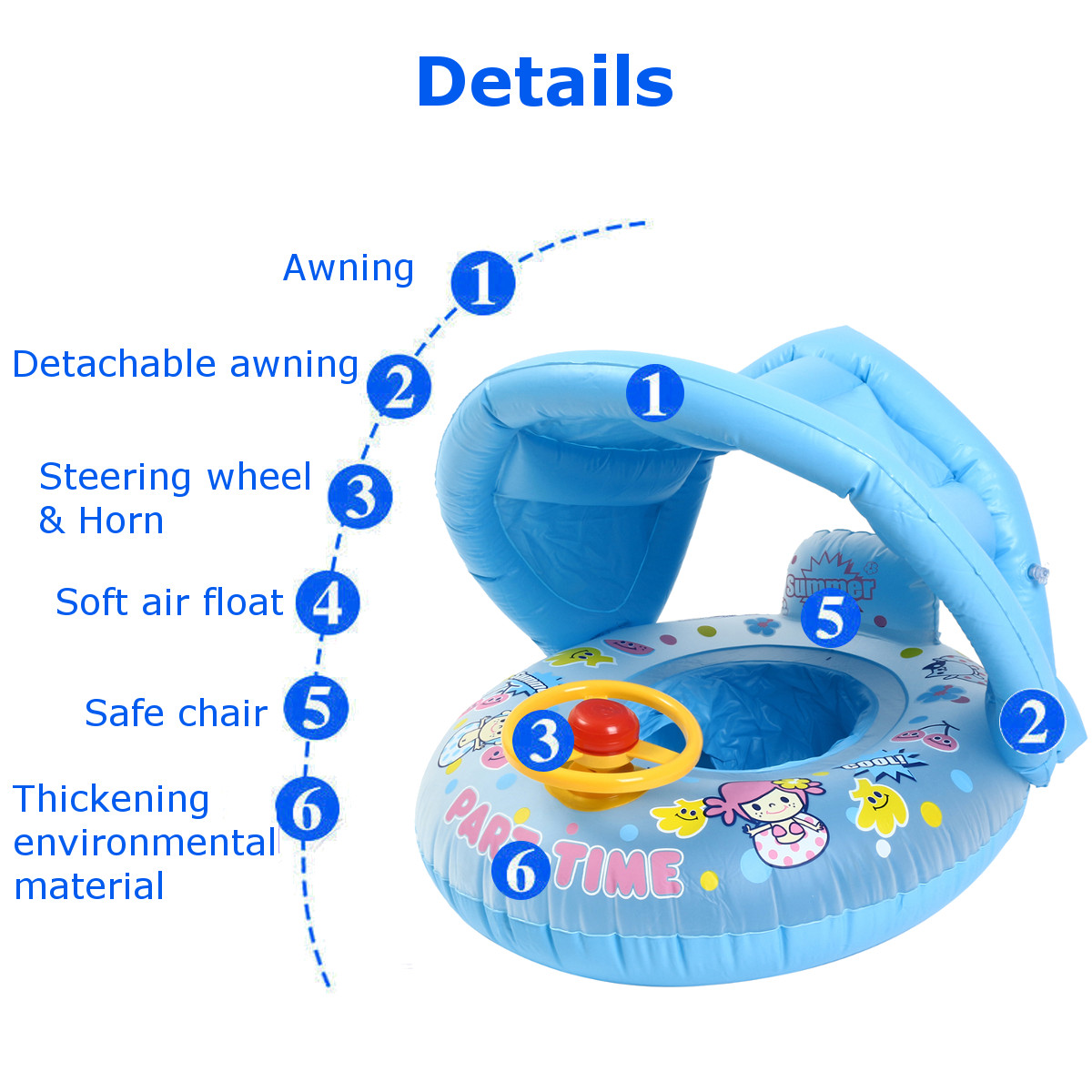 Inflatable-Sunshade-Baby-Kids-Water-Float-Seat-Boat-Swimming-Ring-Pool-Fun-1302996-3