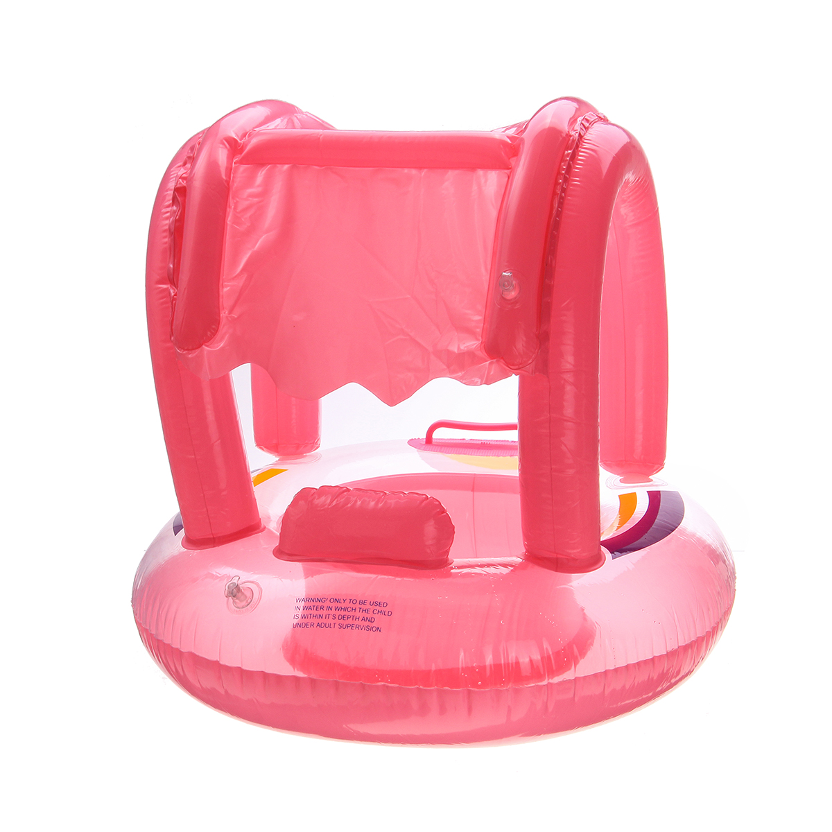Kids-Baby-Swim-Seat-Boat-Inflatable-Float-Cushion-Sunshade-Swimming-Ring-BluePink-1514902-9