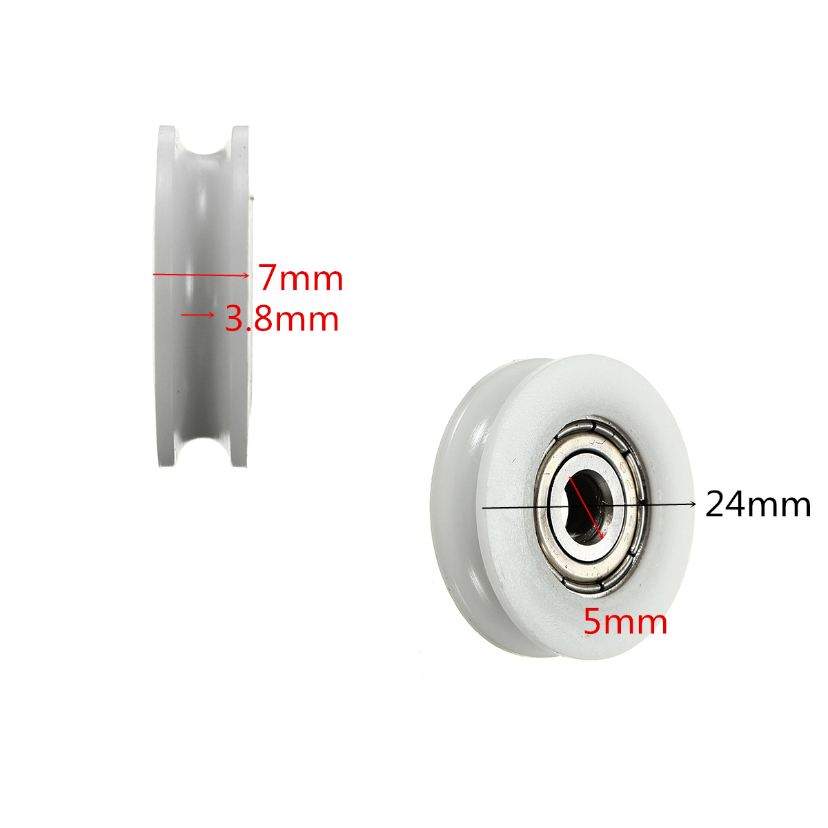 5x24x7mm-U-Notch-Nylon-Round-Pulley-Wheel-Roller-For-38mm-Rope-Ball-Bearing-1102500-8