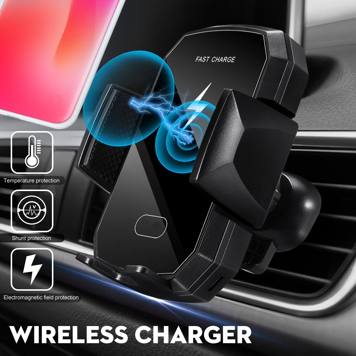 2-Color-Wireless-Charger-Charging-Car-Phone-Holder-Infrared-Sensor-Bracket-for-Mobile-Phone-1439542-1