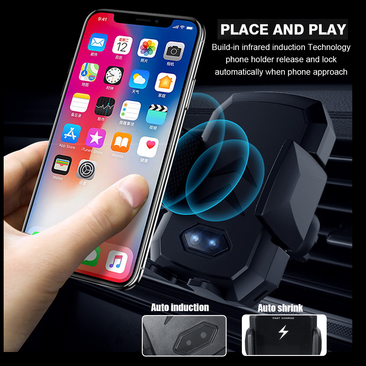 2-Color-Wireless-Charger-Charging-Car-Phone-Holder-Infrared-Sensor-Bracket-for-Mobile-Phone-1439542-2