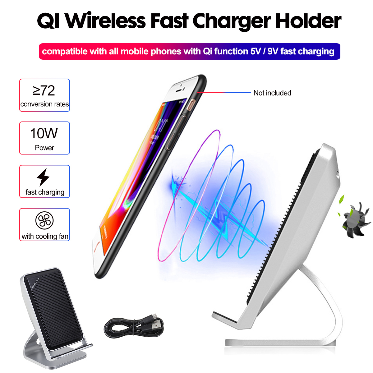 Bakeey-10W-QI-Wireless-Fast-Charger-Holder-Double-Coil-With-Cooling-Fan-Type-C-for-iPhone-11-Pro-for-1600441-1