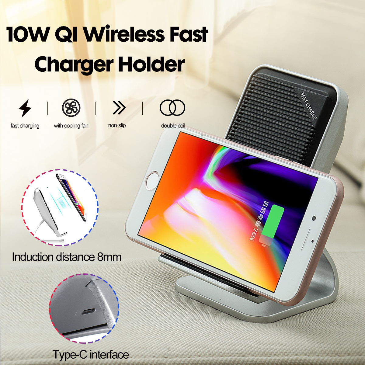 Bakeey-10W-QI-Wireless-Fast-Charger-Holder-Double-Coil-With-Cooling-Fan-Type-C-for-iPhone-11-Pro-for-1600441-2