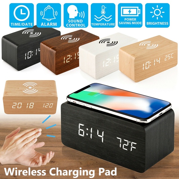 Bakeey-3-in-1-Qi-Wireless-Charger--LED-Digital-Alarm-Clock--Thermometer-Modern-Wooden-1638515-1