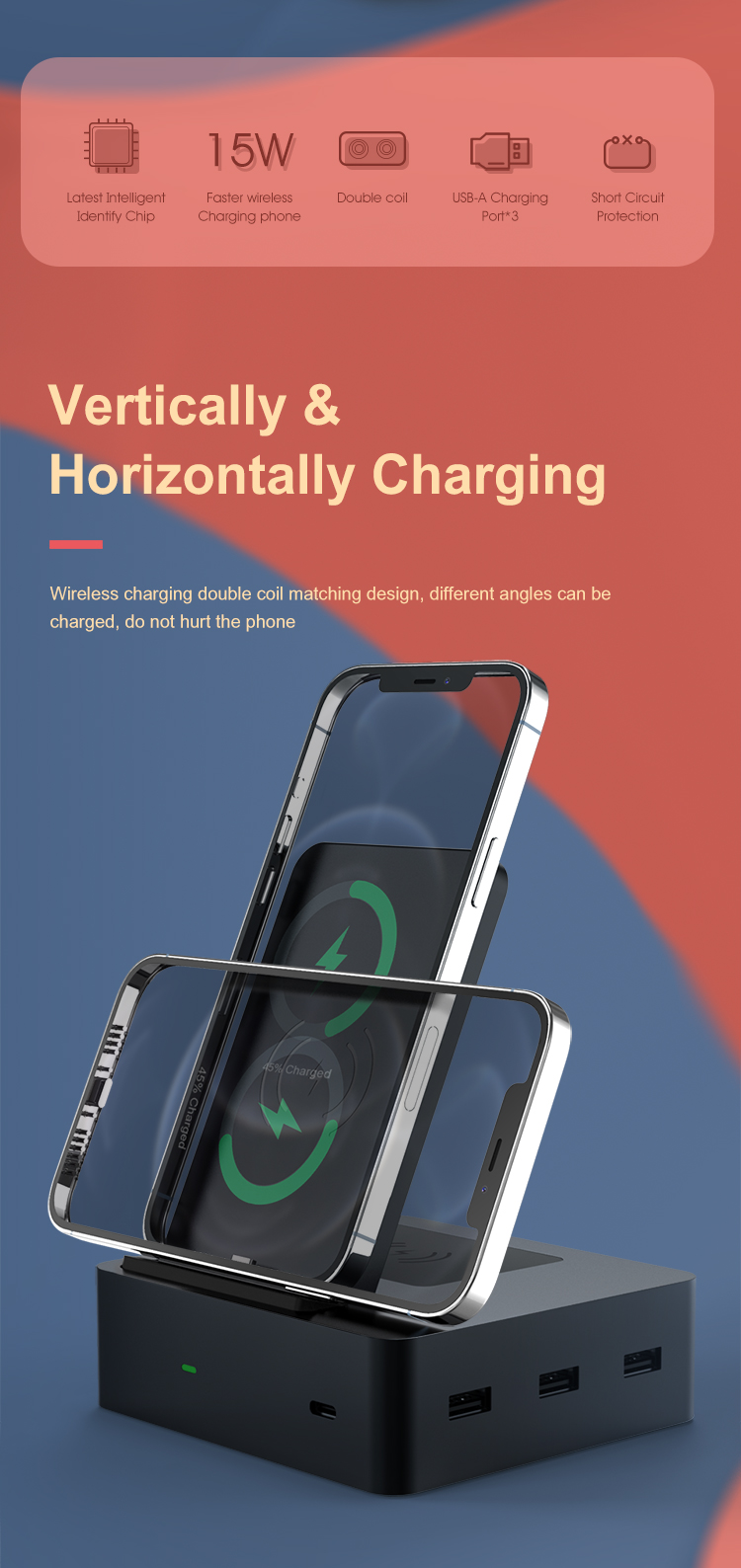 Bakeey-6-in-1-15W-Wireless-Charger--Earbuds-Wireless-Charger--3--USB-A--1--Type-C-Ports-Stand-Dockin-1815280-2