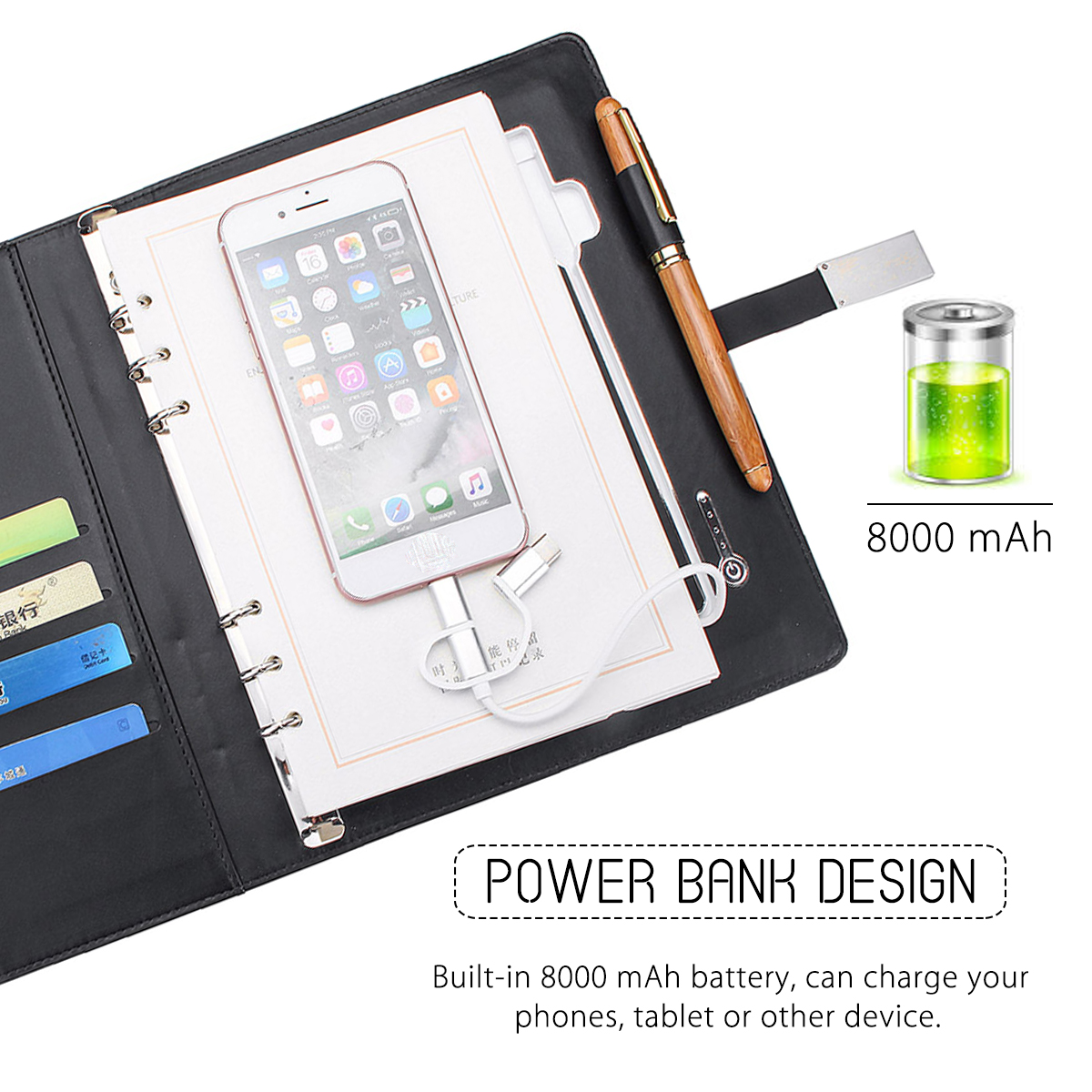 Bakeey-8000mAh-Meeting-Notebook-Power-Bank-With-U-Disk-Micro-USB-Type-C-Lightning-Quick-Charging-For-1707310-6