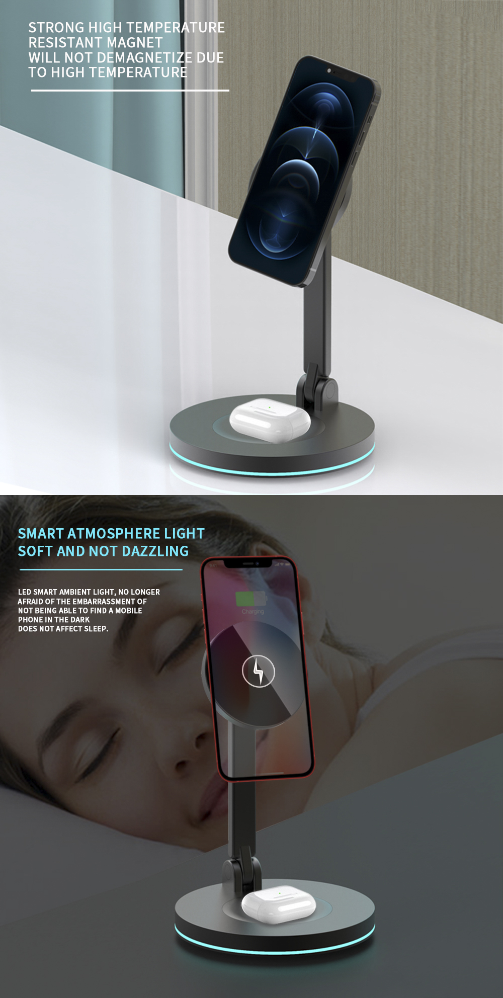 Bakeey-Y21-2-in-1-15W-Foldable-Magnetic-Wireless-Charger-Fast-Charging-Stand-Holder-for-iPhone-12-Se-1874903-2