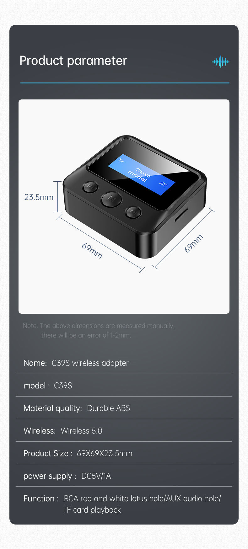 Bakeey-C39S-bluetooth-V50-Audio-Transmitter-Receiver-LCD-Display-35mm-Aux-2RCA-Wireless-Audio-Adapte-1929482-9