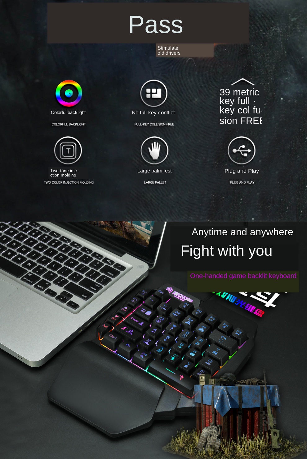 Bakeey-One-Handed-Wired-Colorful-Mini-Gaming-Keyboard-Gamepad-for-Mobile-Game-1658966-2