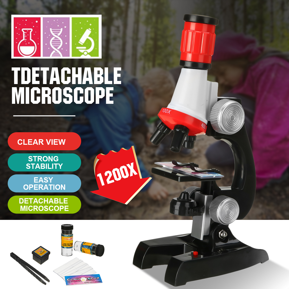 Children-Biological-Microscope-Kit-Lab-LED-100X-400X-1200X-Home-School-Science-Educational-Toy-Gift--1903472-1
