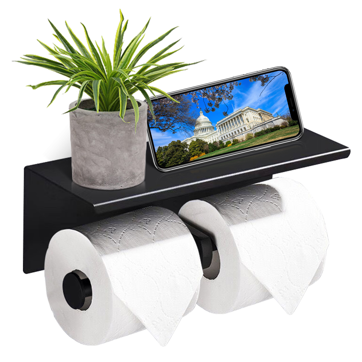 Double-Roll-Stainless-Steel-Toilet-Wall-Mount-Mobile-Phone-Holder-Paper-Shelf-1862991-1