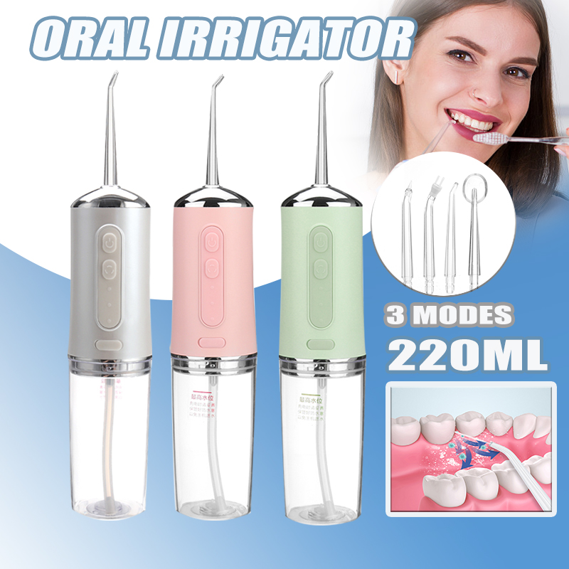 Electric-Dental-Water-Flosser-Oral-Irrigator-Tooth-Cleaning-Waterproof-220ml-Water-Tank-1860053-1