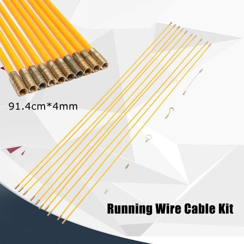 15Pcs-30FT-Fiberglass-Running-Cable-Wire-Kit-Coaxial-Electrical-Cable-Installing--Rods-Tool-1289904-1