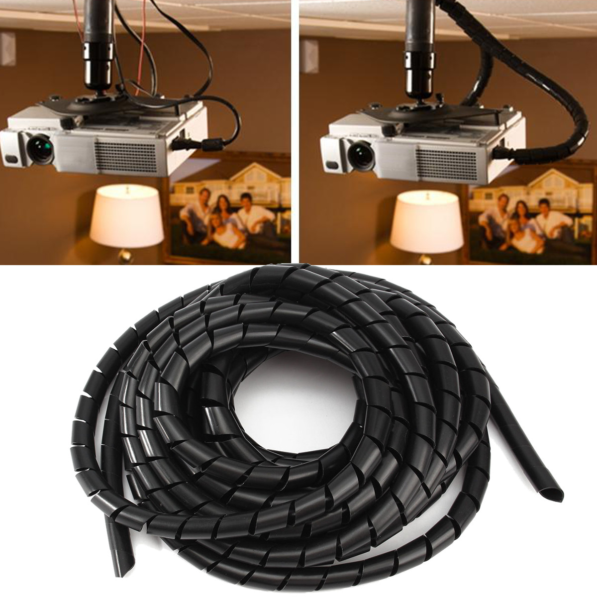 Black-Spiral-Polyethylene-Cable-Electrical-Wire-Wrap-Tube-Computer-Manage-Cord-1089427-1