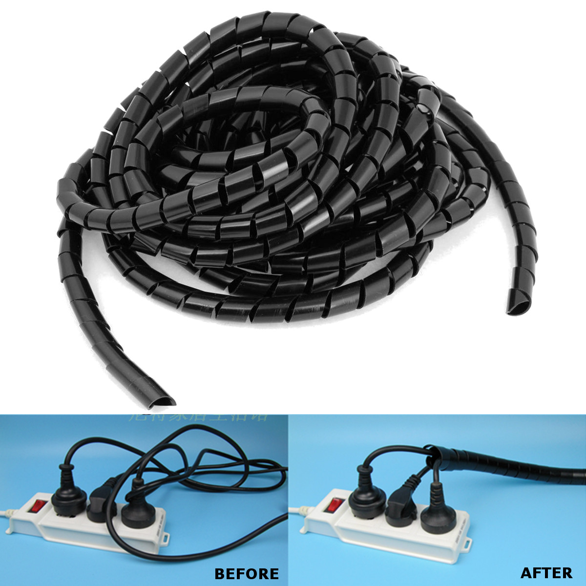 Black-Spiral-Polyethylene-Cable-Electrical-Wire-Wrap-Tube-Computer-Manage-Cord-1089427-2