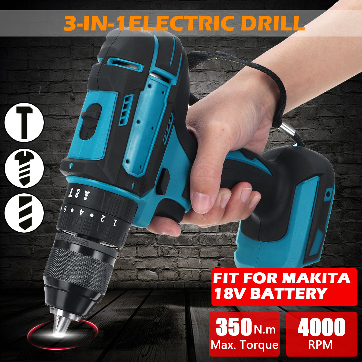 10mm-Chuck-Impact-Drill-350Nm-Cordless-Electric-Drill-For-Makita-18V-Battery-4000RPM-LED-Light-Power-1642853-3