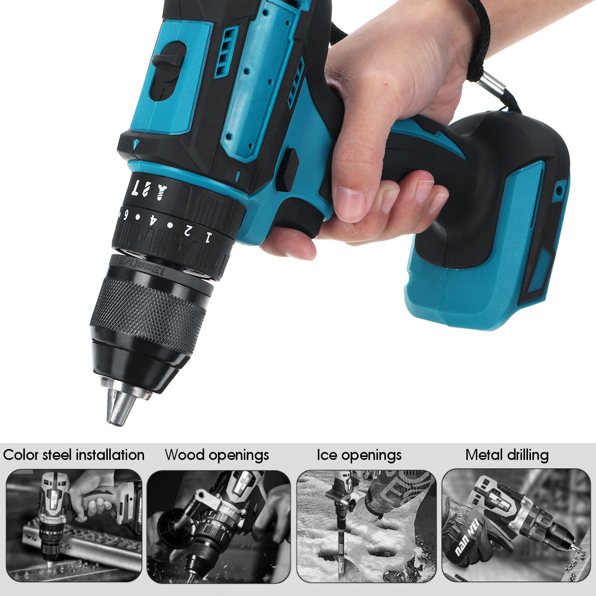 10mm-Chuck-Impact-Drill-350Nm-Cordless-Electric-Drill-For-Makita-18V-Battery-4000RPM-LED-Light-Power-1642853-4