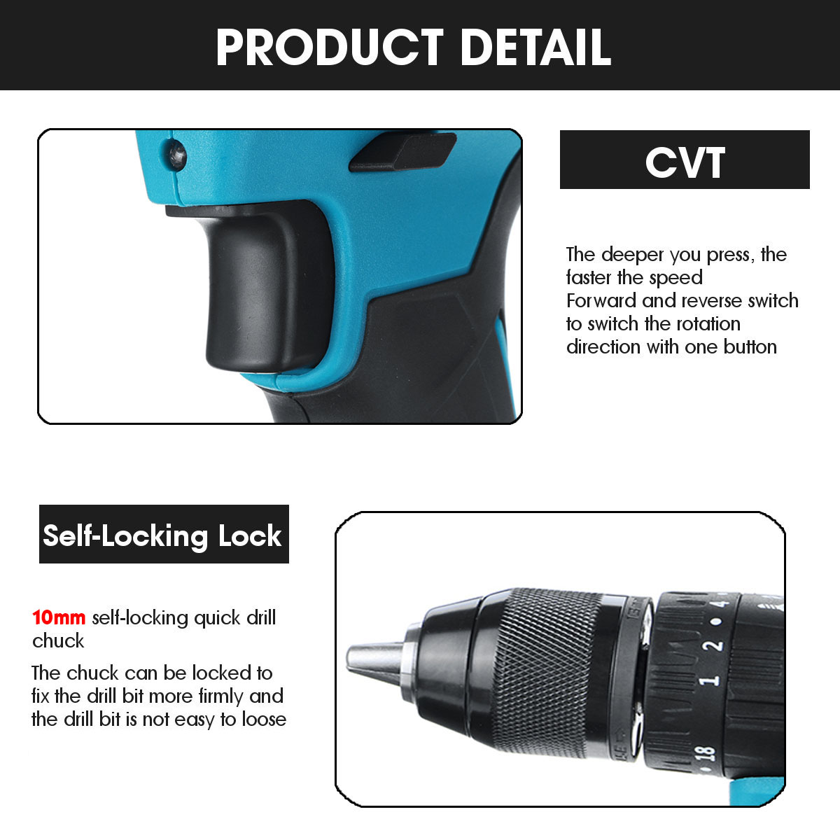 10mm-Chuck-Impact-Drill-350Nm-Cordless-Electric-Drill-For-Makita-18V-Battery-4000RPM-LED-Light-Power-1642853-5