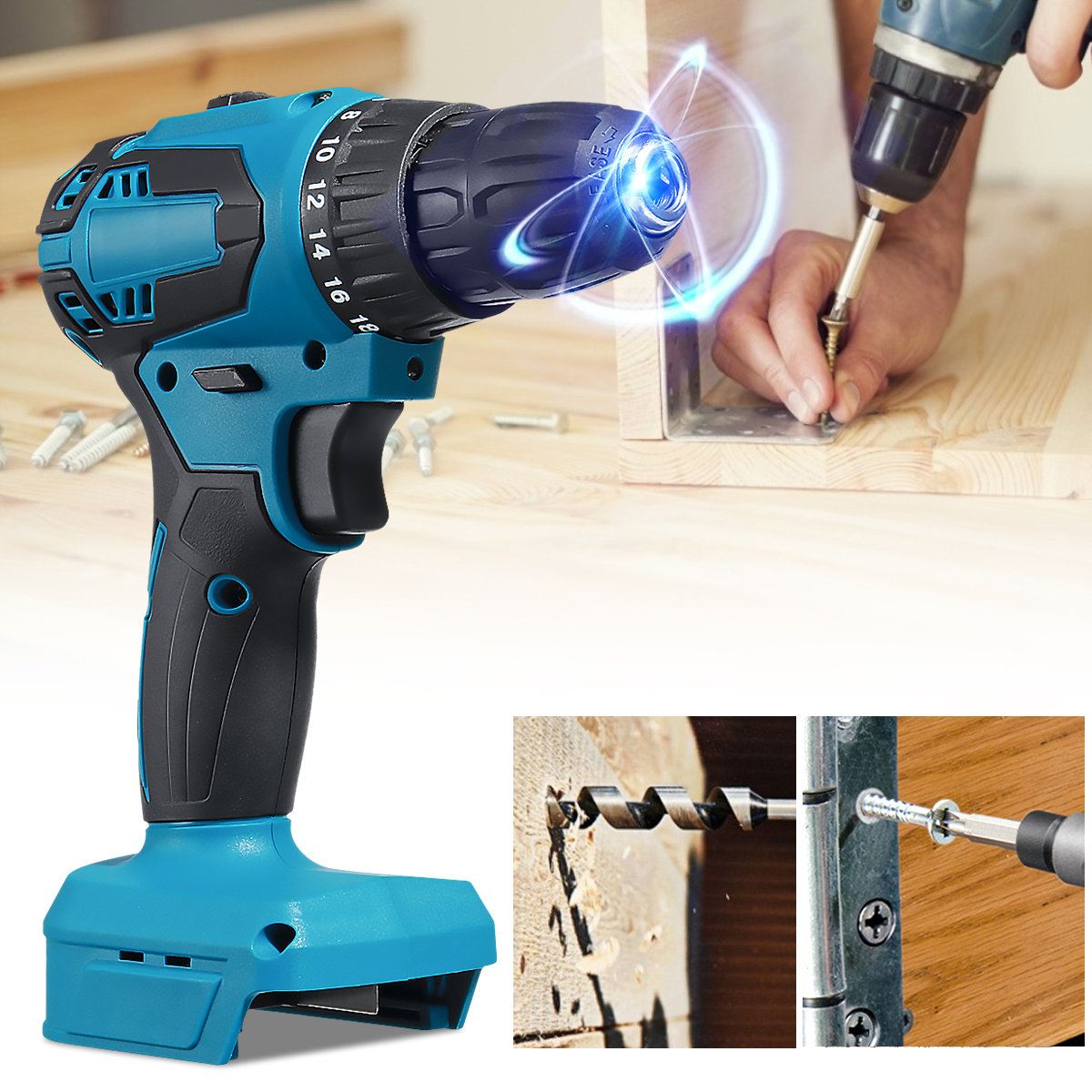 10mm-Rechargable-Electric-Drill-Screwdriver-1350RPM-2-Speed-Impact-Hand-Drill-Fit-Makita-Battery-1882944-2