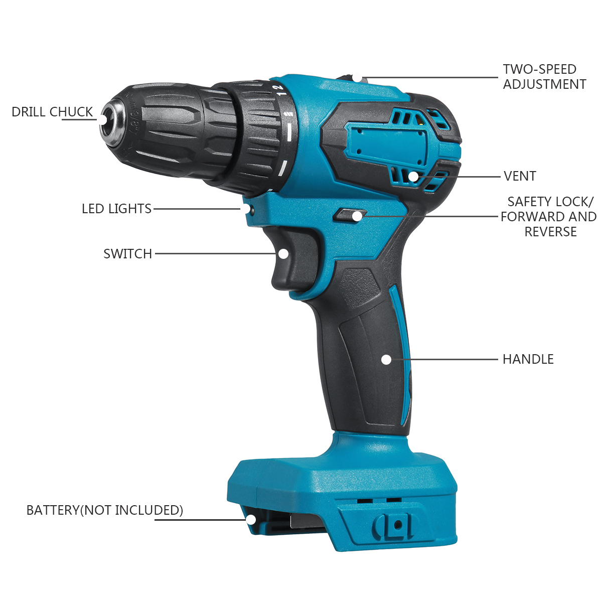 10mm-Rechargable-Electric-Drill-Screwdriver-1350RPM-2-Speed-Impact-Hand-Drill-Fit-Makita-Battery-1882944-11