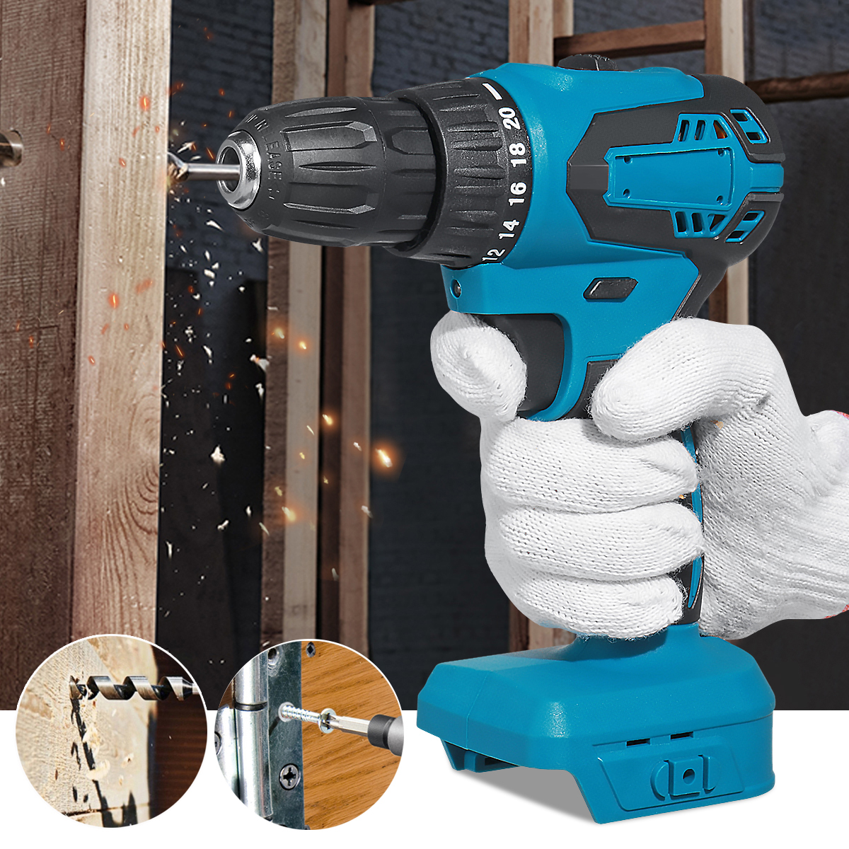 10mm-Rechargable-Electric-Drill-Screwdriver-1350RPM-2-Speed-Impact-Hand-Drill-Fit-Makita-Battery-1882944-4