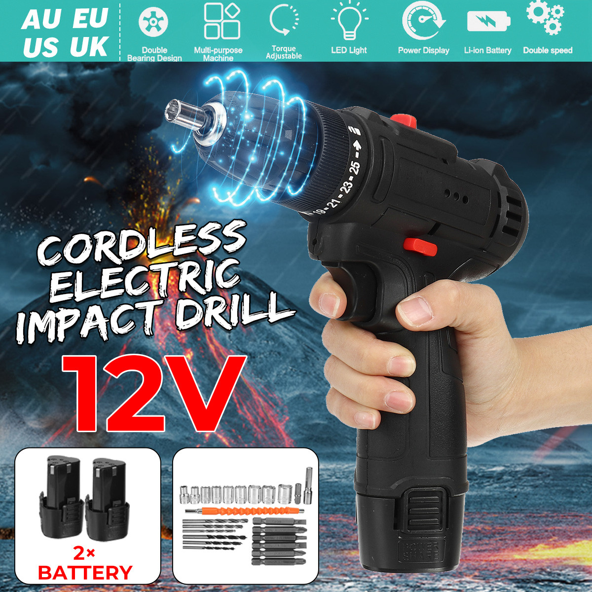 12V-LED-Cordless-Electric-Impact-Hammer-Drill-Rechargeable-Screwdriver-W-2pcs-Battery-1783496-2