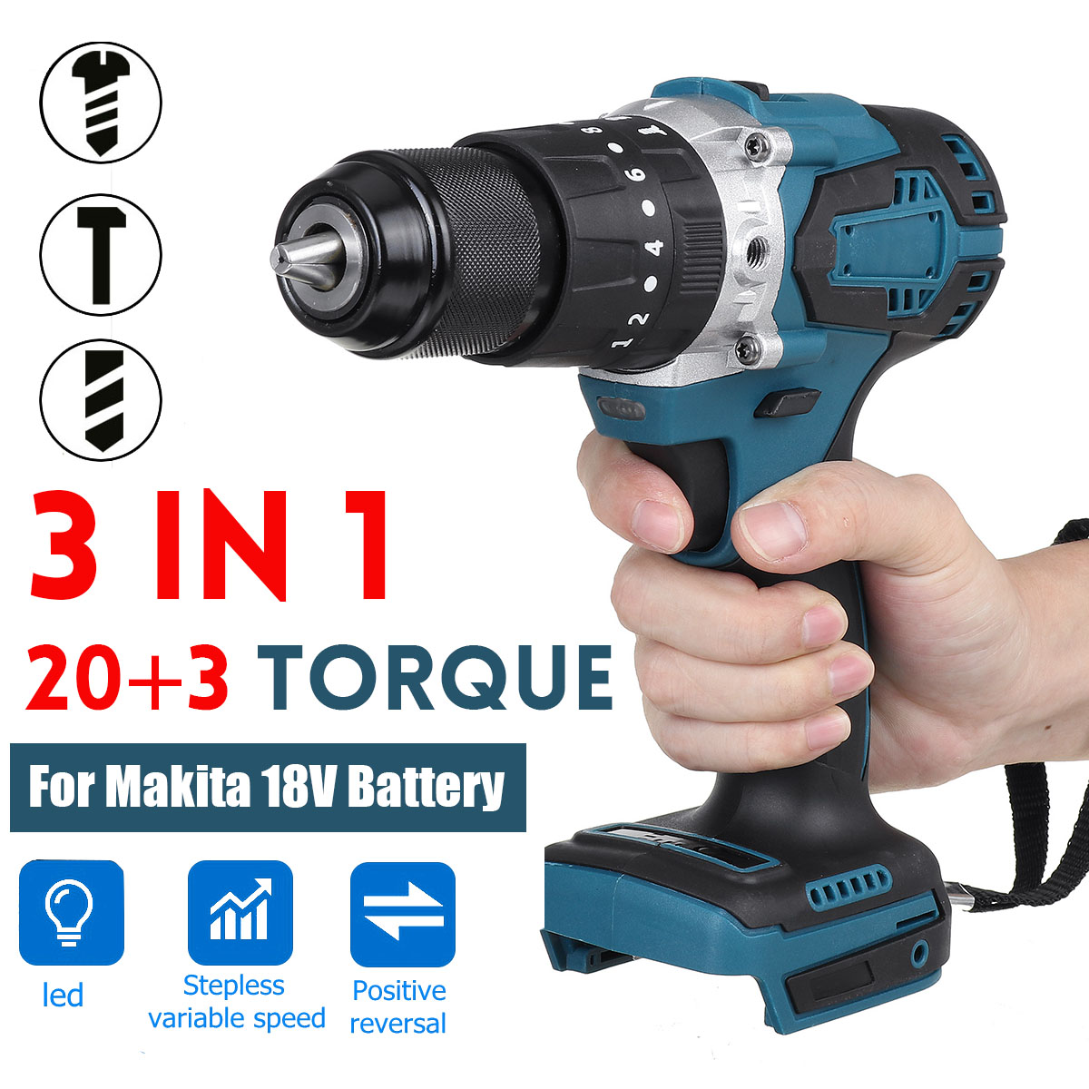 13mm-Chuck-Brushless-Cordless-Electric-Impact-Drill-Hammer-Screwdriver-For-Makita-18V-Battery-1855970-3