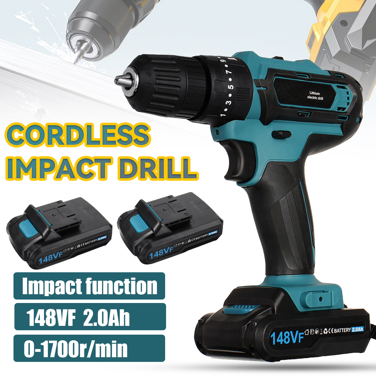 148VF-20Ah-Cordless-Electric-Impact-Drill-Rechargeable-Drill-Screwdriver-W-1-or-2-Li-ion-Battery-1888042-2