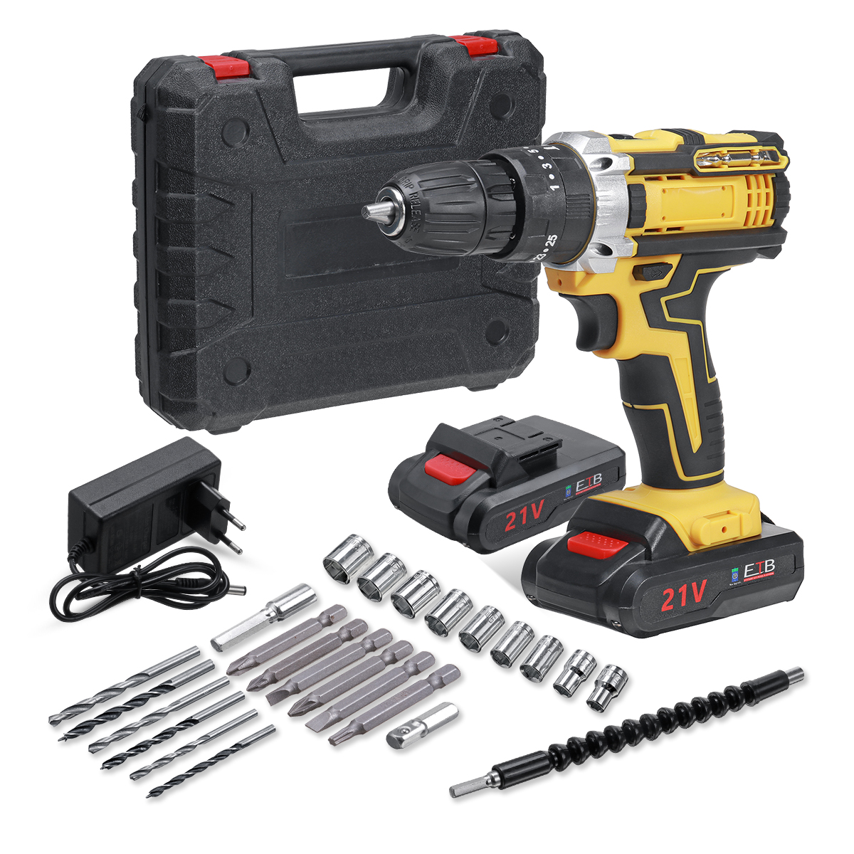 18500mAh-10mm-Cordless-Impact-Drill-Rechargeable-2-Speeds-LED-Electric-Drill-W-12pcs-Battery-1910512-1