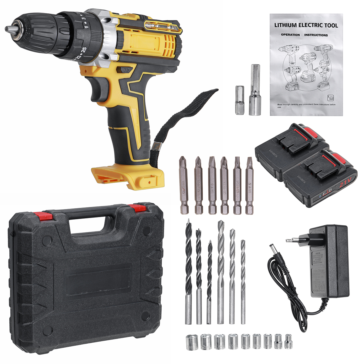 18500mAh-10mm-Cordless-Impact-Drill-Rechargeable-2-Speeds-LED-Electric-Drill-W-12pcs-Battery-1910512-14