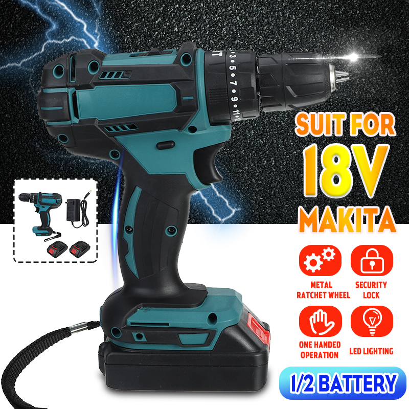 18V-Electric-Drill-Rechargeable-Screwdriver-Flat-Drill-Impact-Wrench-w-None-or-1pc-or-2pcs-Battery-1798111-2