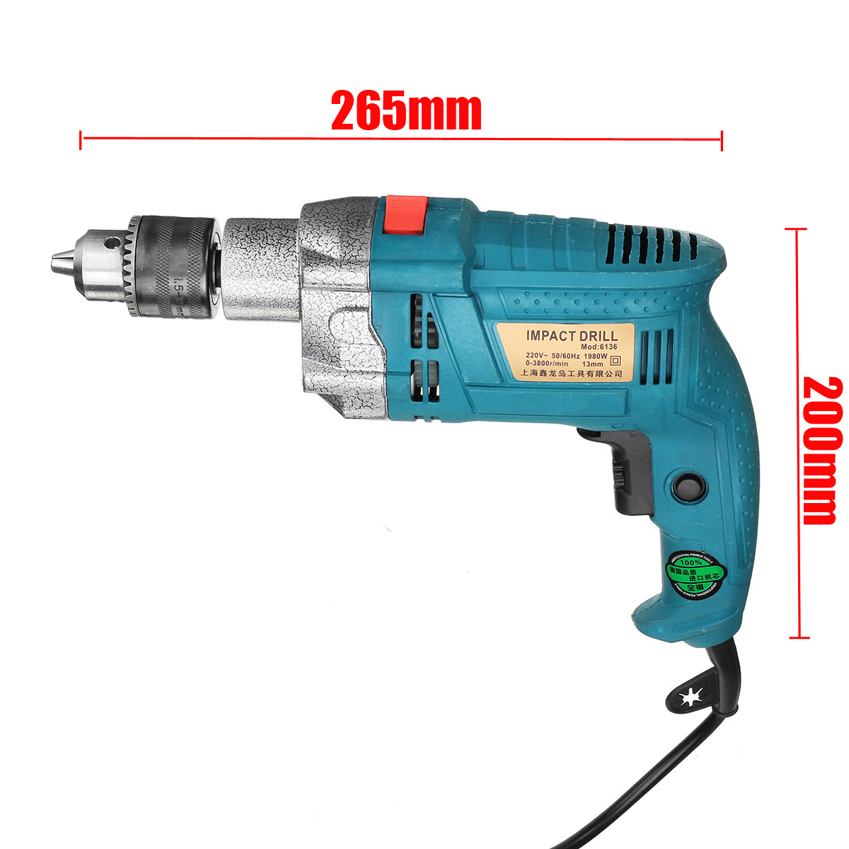 1980W-3800rpm-Electric-Impact-Drill-360deg-Rotary-Skid-Proof-Handle-With-Depth-Measuring-Scale-Spina-1715301-2