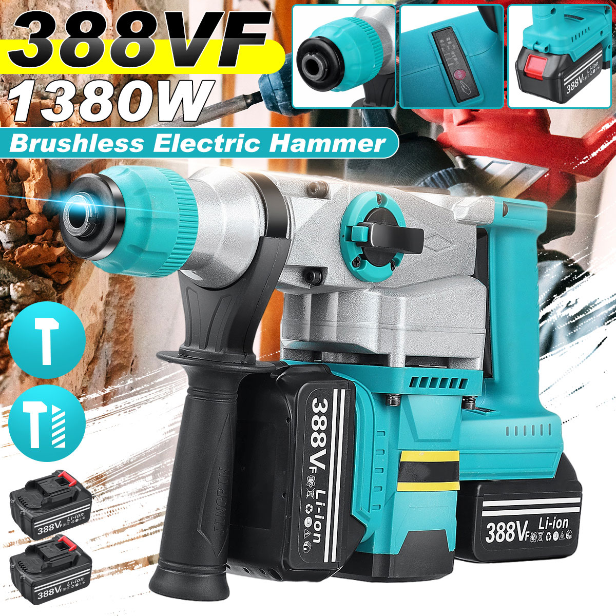 2000W-Brushless-Electric-Hammer-Heavy-Duty-Rechargeable-Impact-Drill-Multifunction-Hammer-W-2pcs-Bat-1879569-1