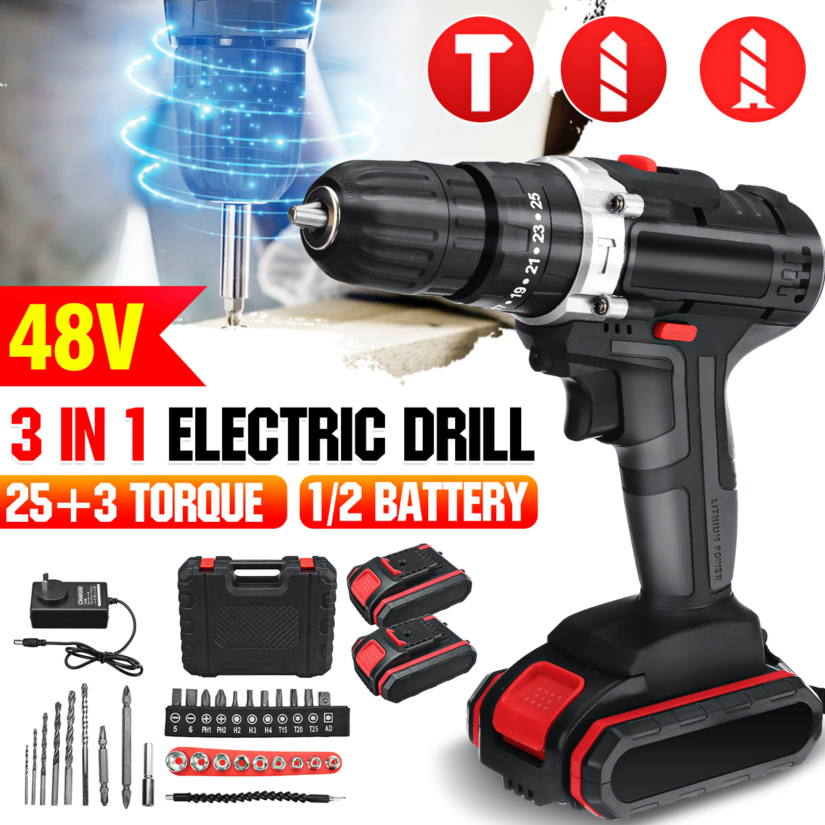 21V-22800mAh-Cordless-Rechargable-3-In-1-Power-Drills-Impact-Electric-Drill-Driver-With-1-Or2-Pcs-Ba-1877468-1