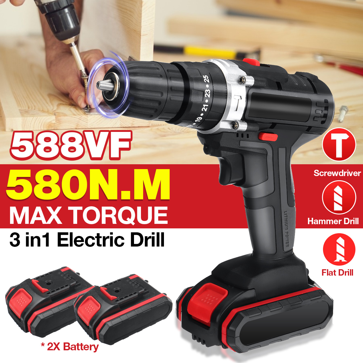 21V-22800mAh-Cordless-Rechargable-3-In-1-Power-Drills-Impact-Electric-Drill-Driver-With-1-Or2-Pcs-Ba-1877468-2
