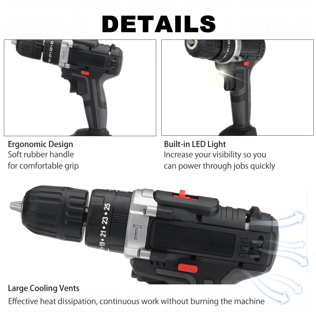 21V-22800mAh-Cordless-Rechargable-3-In-1-Power-Drills-Impact-Electric-Drill-Driver-With-1-Or2-Pcs-Ba-1877468-11