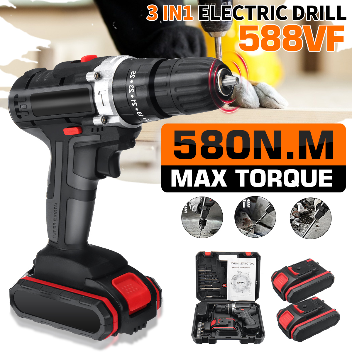 21V-22800mAh-Cordless-Rechargable-3-In-1-Power-Drills-Impact-Electric-Drill-Driver-With-1-Or2-Pcs-Ba-1877468-6