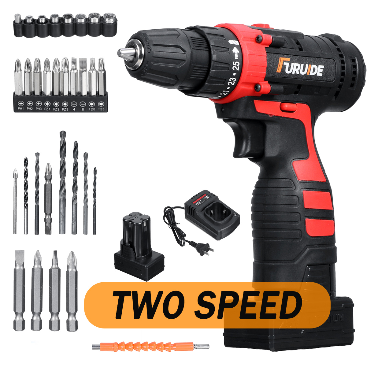 25-V-Drill-2-Speed-Electric-Cordless-Drill-Driver-with-Bits-Set-Batteries-1757270-3