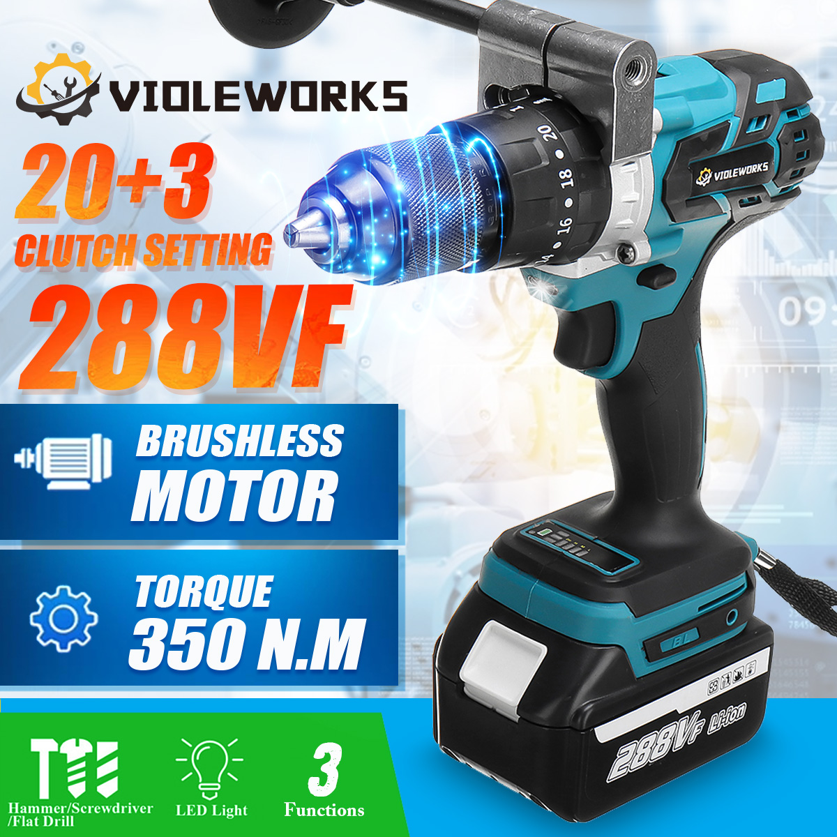 3-IN-1-288VF-Cordless-Drill-Electric-Screwdriver-Hammer-Impact-Drill-203-Torque-W-12pcs-Battery-1847556-2