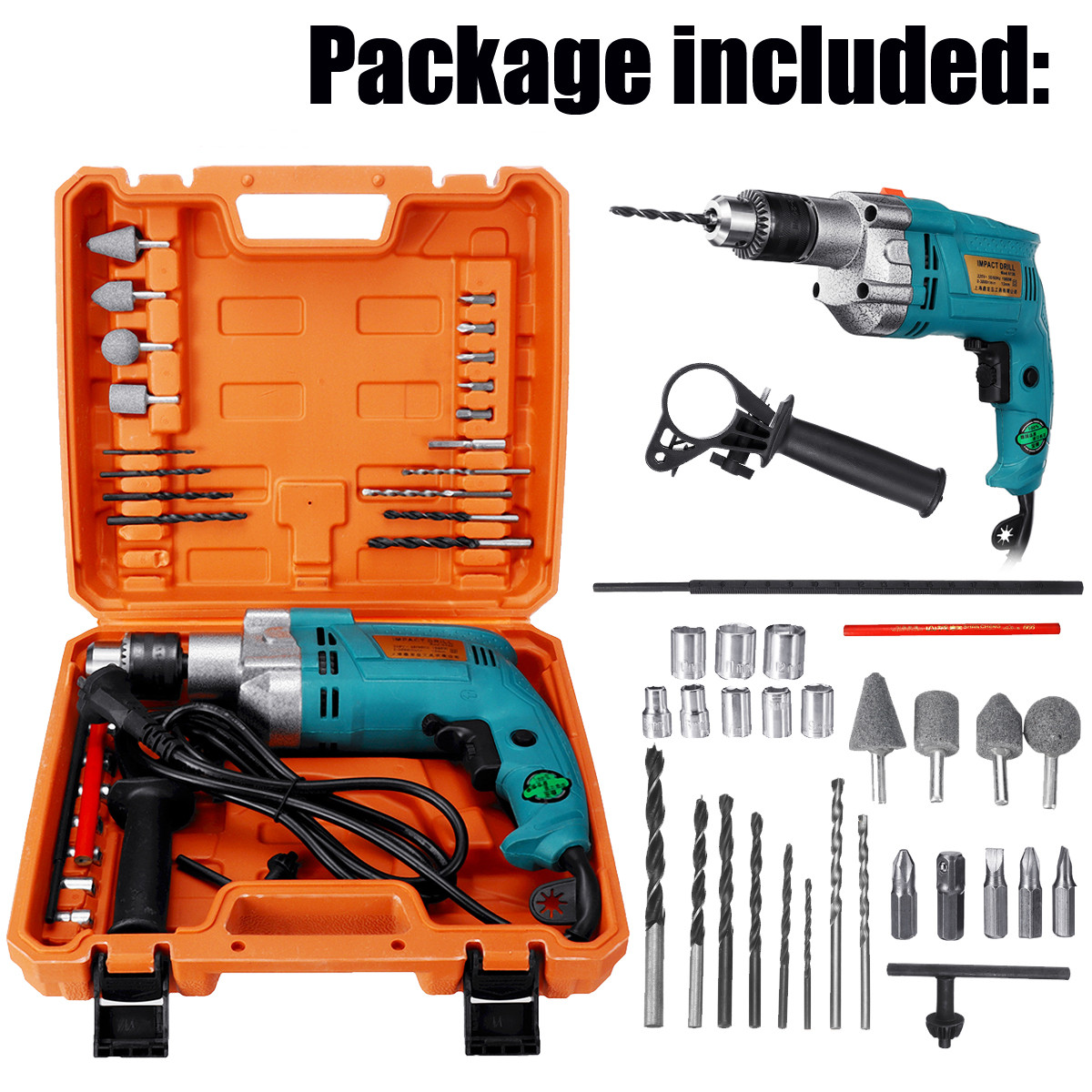 32Pcs-Set-1980W-3800RPM-Electric-Impact-Drill-Screwdriver-Household-Electric-Flat-Drill-Grinding-1466059-10