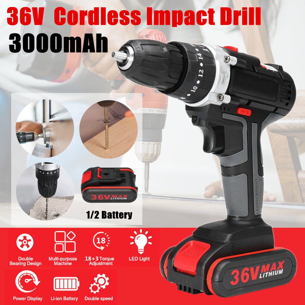 36V-Cordless-Lithium-Electric-Drill-Impact-Power-Drills-28Nm-3000mAh-183-Torque-Stage-Drill-Tools-1404353-1