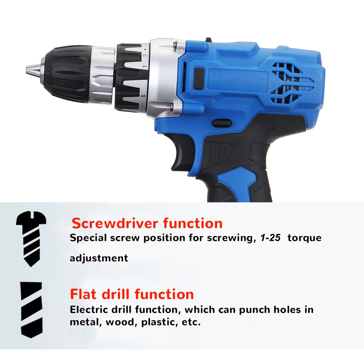 36V-Cordless-Power-Drill-Set-Double-Speed-Electric-Screwdriver-Drill-Power-Display-W-1-or-2-Li-Ion-B-1435859-3