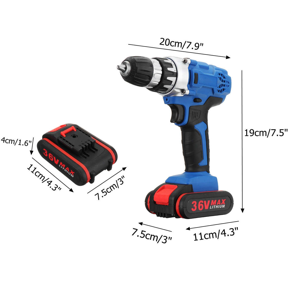 36V-Cordless-Power-Drill-Set-Double-Speed-Electric-Screwdriver-Drill-Power-Display-W-1-or-2-Li-Ion-B-1435859-10