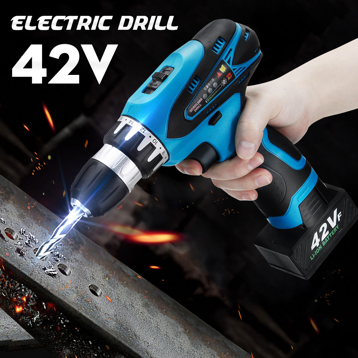 42V-9000mAh-Electric-Cordless-Drill-Driver-LED-2-Speed-Screwdriver-W-1-or-2-Li-Ion-Battery-1451594-2