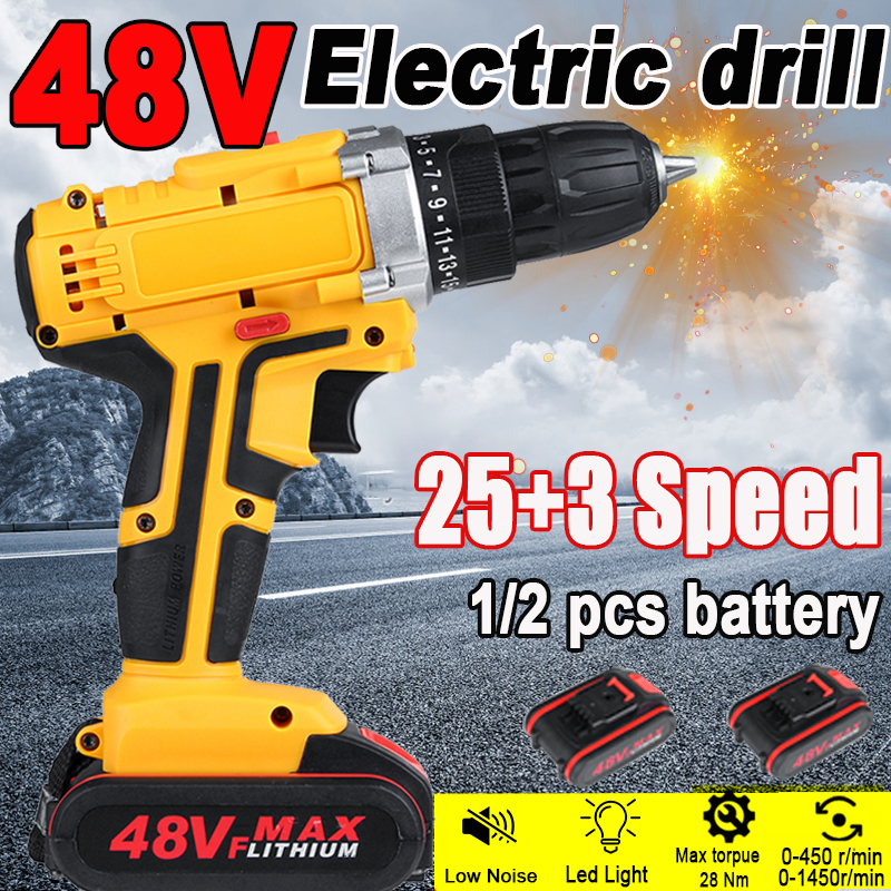48V-1300mAh-Cordless-Electric-Drill-253-Gear-Electric-Screw-Driver-Drill-With-1-Or-2-Battery-1595597-2