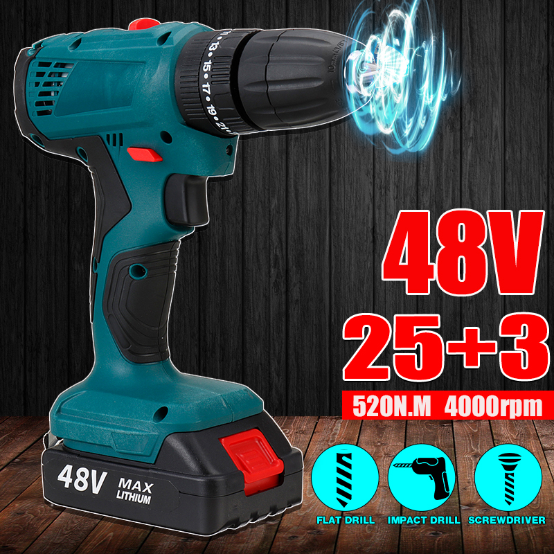 48V-Cordless-Electric-Drill-LED-Impact-Drill-253-Gears-w-1pc-or-2pcs-Battery-1797420-1