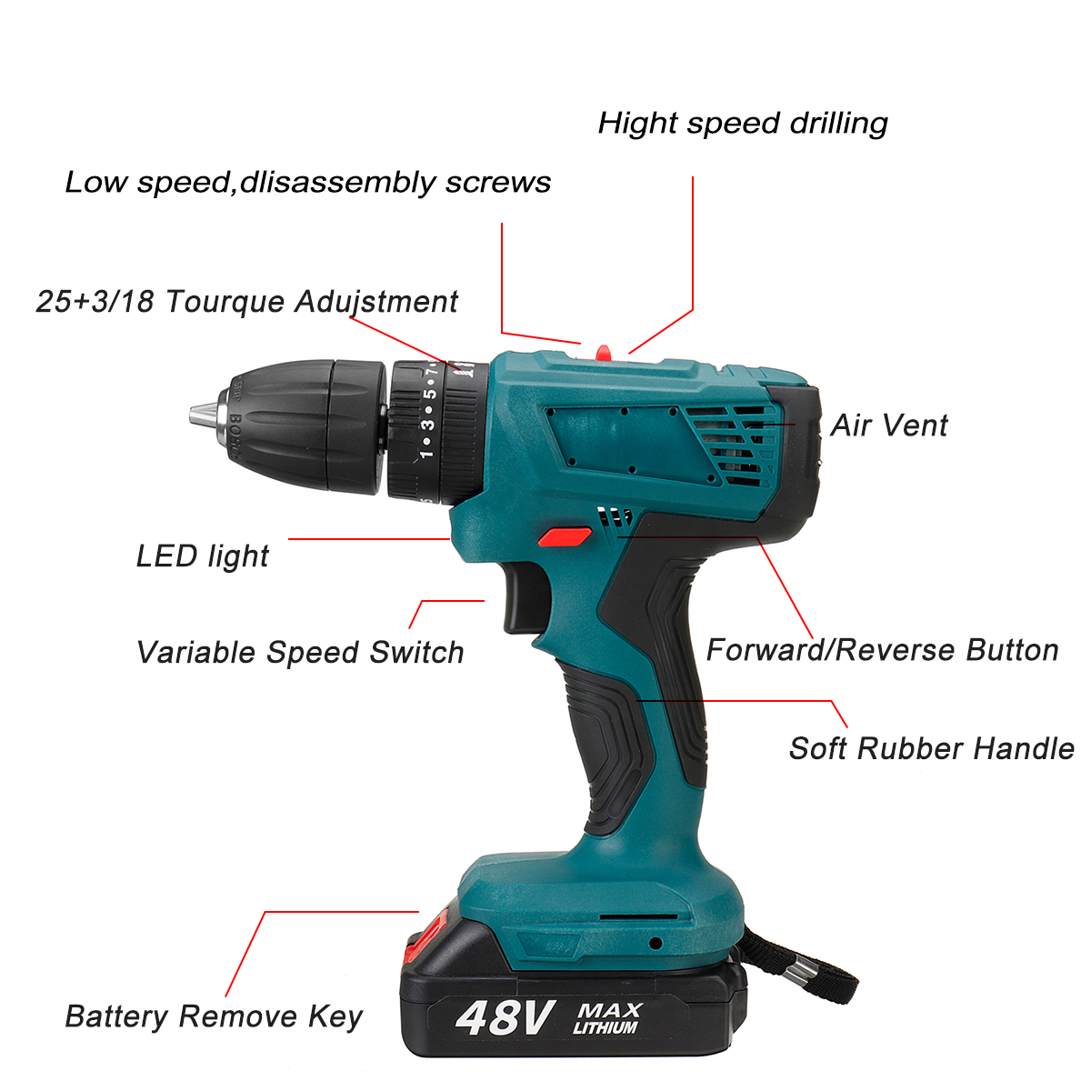 48V-Cordless-Electric-Drill-LED-Impact-Drill-253-Gears-w-1pc-or-2pcs-Battery-1797420-10