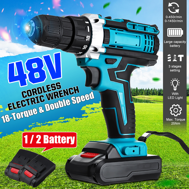 48V-Electric-Drill-Driver-Power-Drills-W-1-Or-2-Battery-LED-Light-18--2-Speed-ForwardReverse-switch-1621870-2