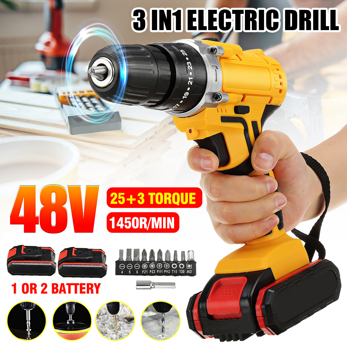 48VF-22800mAh-Cordless-Rechargable-3-In-1-Power-Drills-Impact-Electric-Drill-Driver-With-2Pcs-Batter-1877445-3