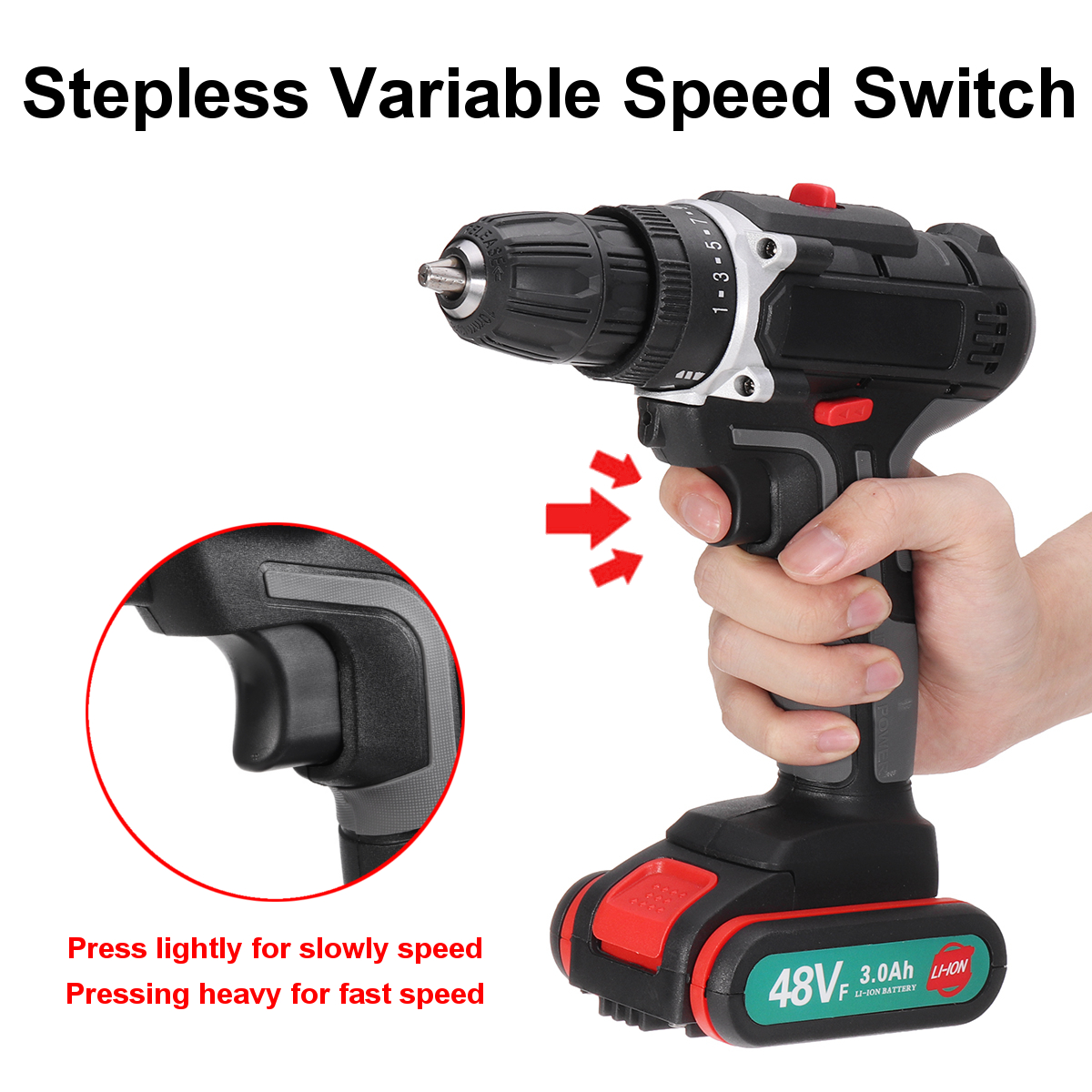 520Nm-48V-Cordless-Electric-Drill-Driver-38-Chuck-Rechargeable-Power-Drill-W-2pcs-Battery-1752199-6